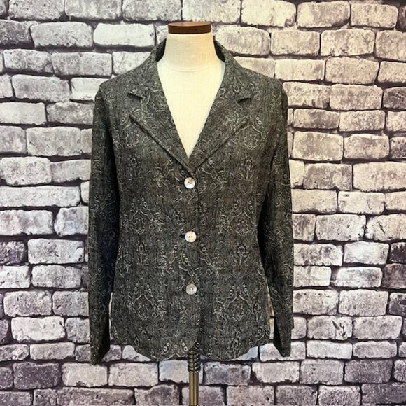 Chico's Long Sleeve Gray, Black & Silver Jacket Size XL - Picture 1 of 8